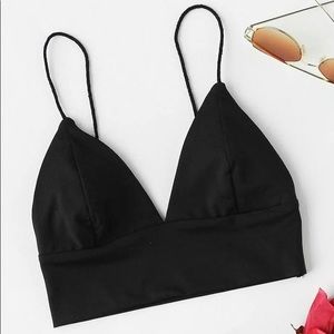 Forever 21 Black Satin Bralette Crop Top